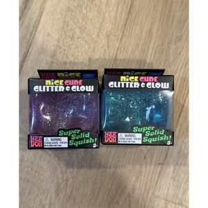 NeeDoh Nice Cube Glitter & Glow Squish Purple & Blue Set Let Of 2 Nee Doh Toy